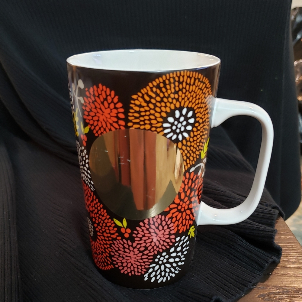 2014 Starbucks Dot Collection Brown / Gold Floral